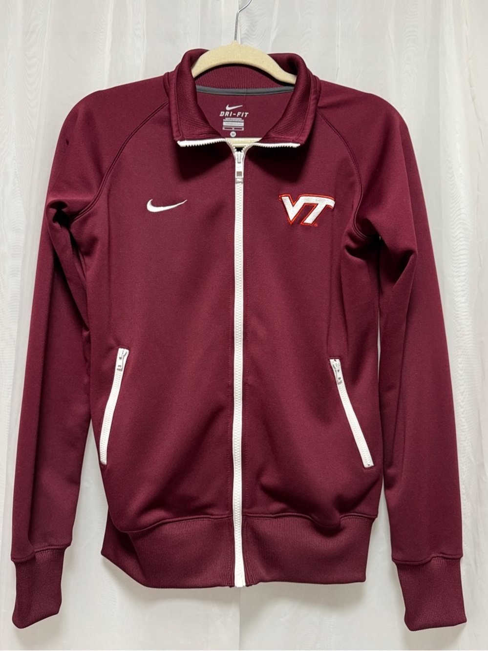 Women’s Nike Maroon VT (Va Tech ) Full-Zip Jacket with White Trim